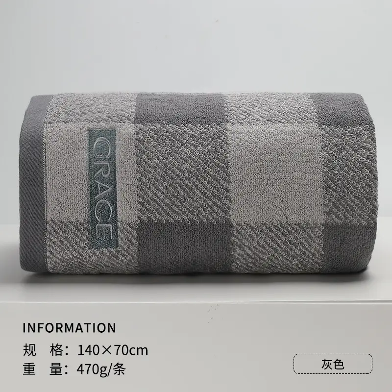 Gray 470g Cotton Bath Towel with Logo - Image 4