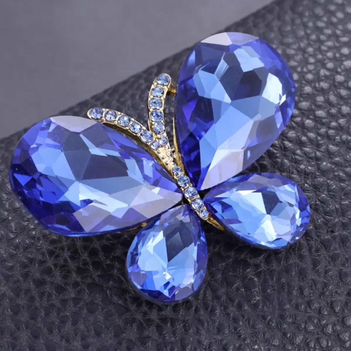 Blue Crystal Butterfly Brooch for Women - Image 6