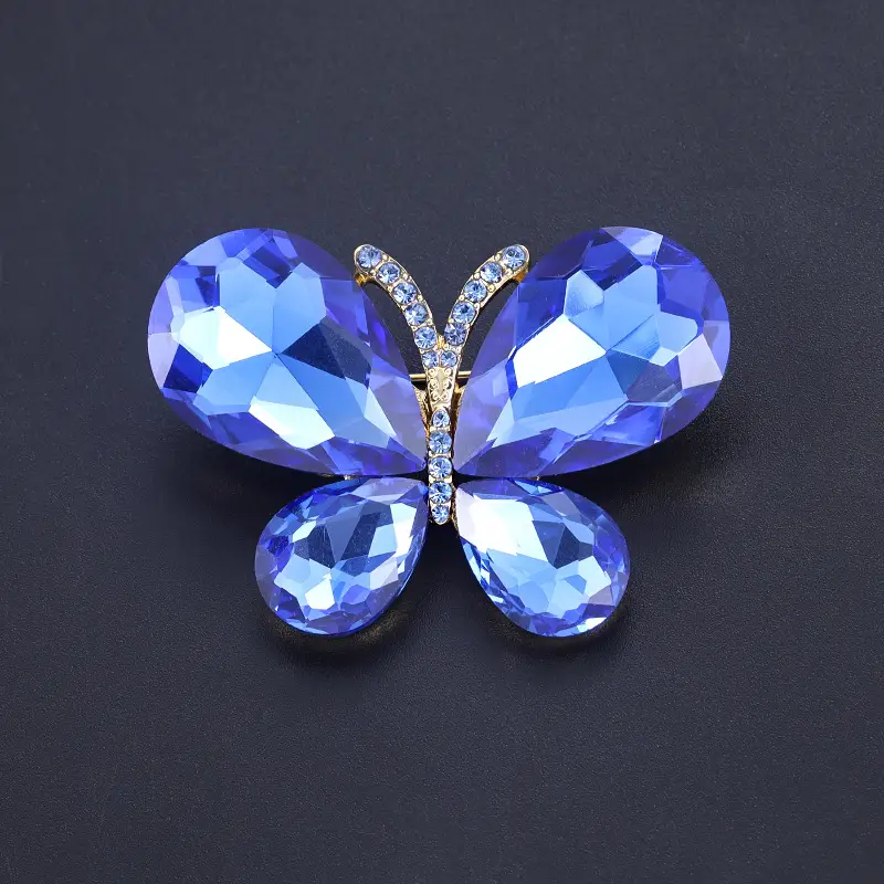 Blue Crystal Butterfly Brooch for Women - Image 3