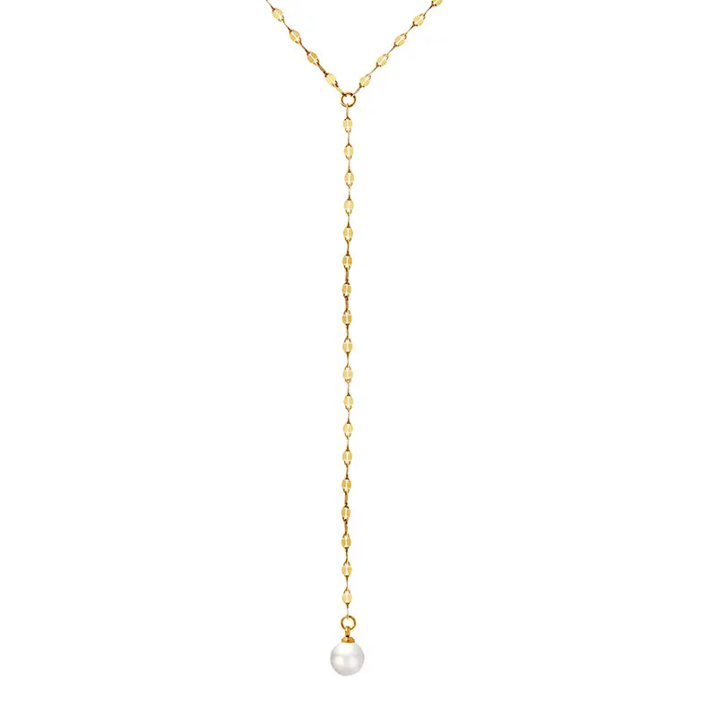 Tassel Long Necklace with Pearls & Titanium Clavicle - Image 7