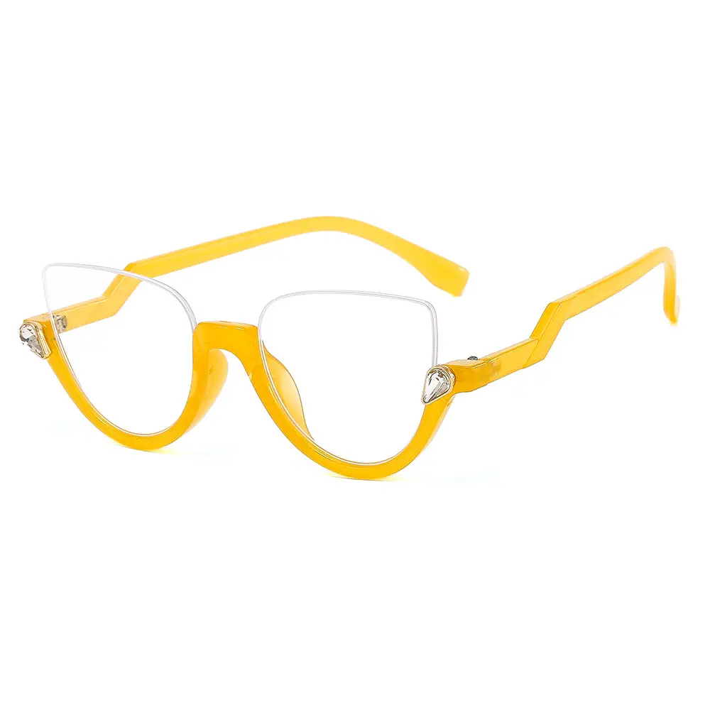 2022 Cat Eye Silk Glasses Yellow Diamond Embedded - Image 6