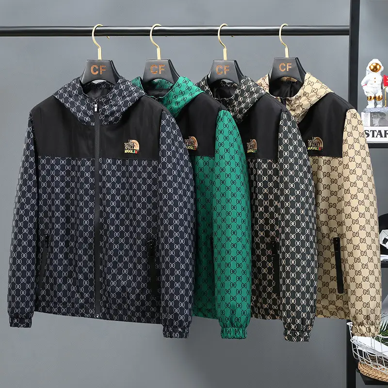 Green Patterned Hooded Jacket for Boys & Men - Image 6