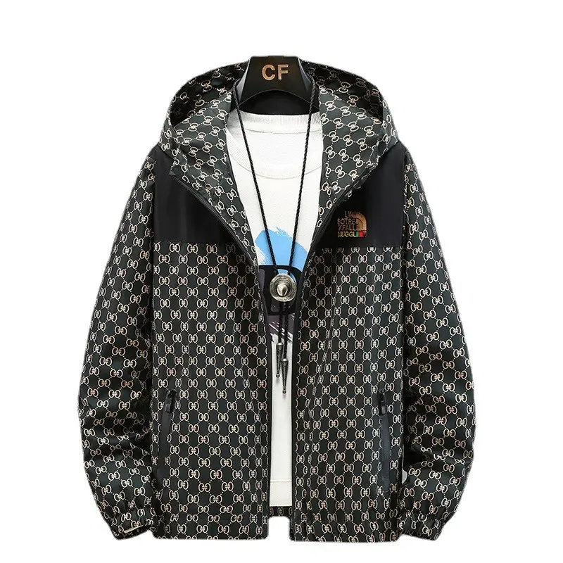 Green Patterned Hooded Jacket for Boys & Men - Image 7