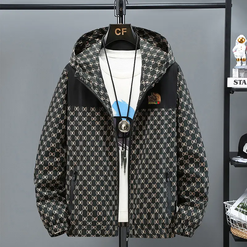 Green Patterned Hooded Jacket for Boys & Men - Image 4