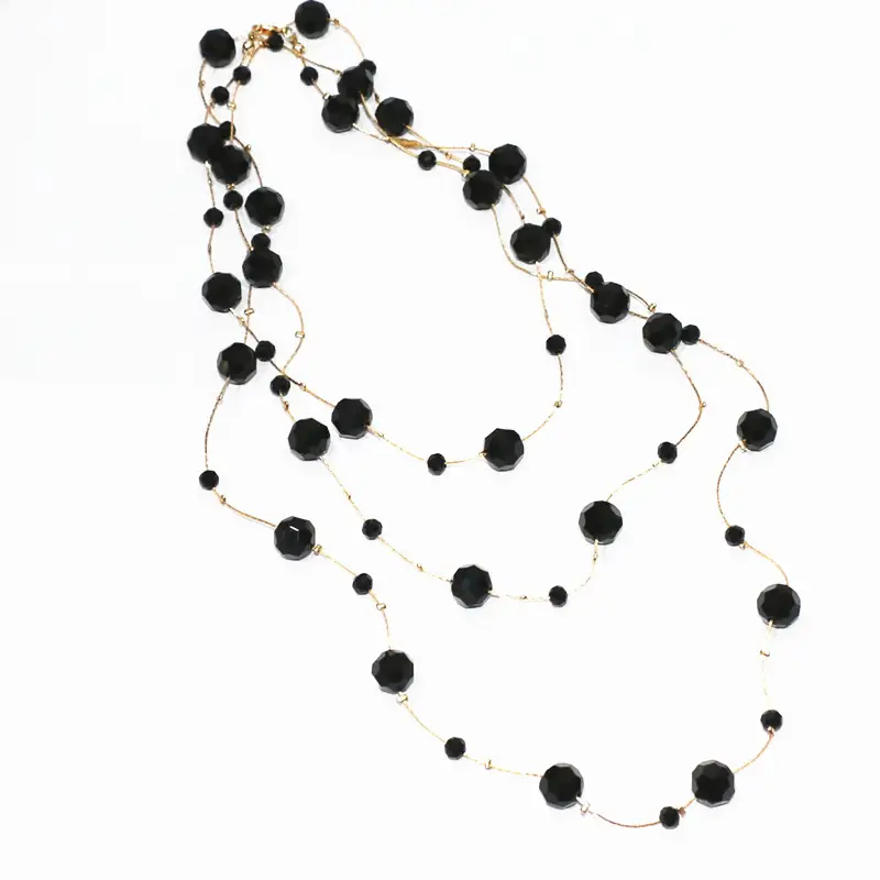 Long Crystal Double Layer Necklace Korean Style