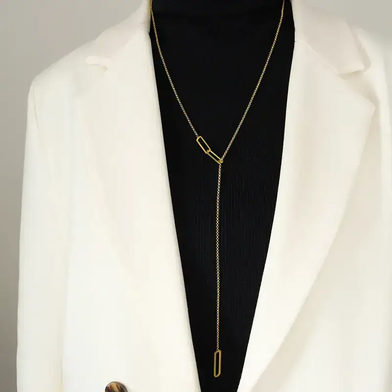 Gold Plated Women's Tassel Necklace for Winter Autumn - Image 2