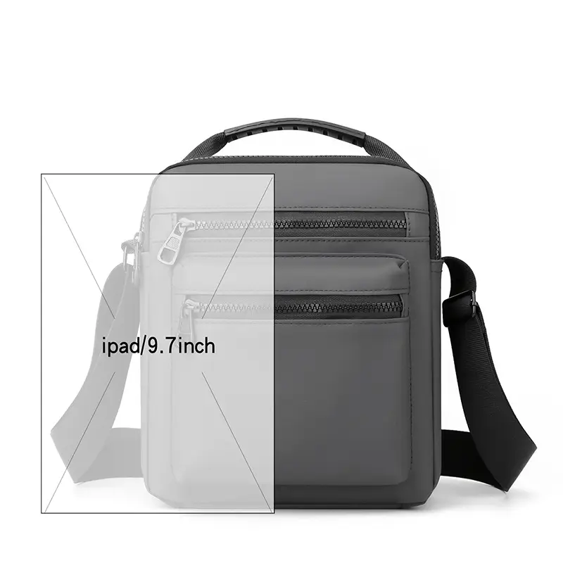Men's Large Capacity Oxford Cloth Shoulder Bag Black - Image 9