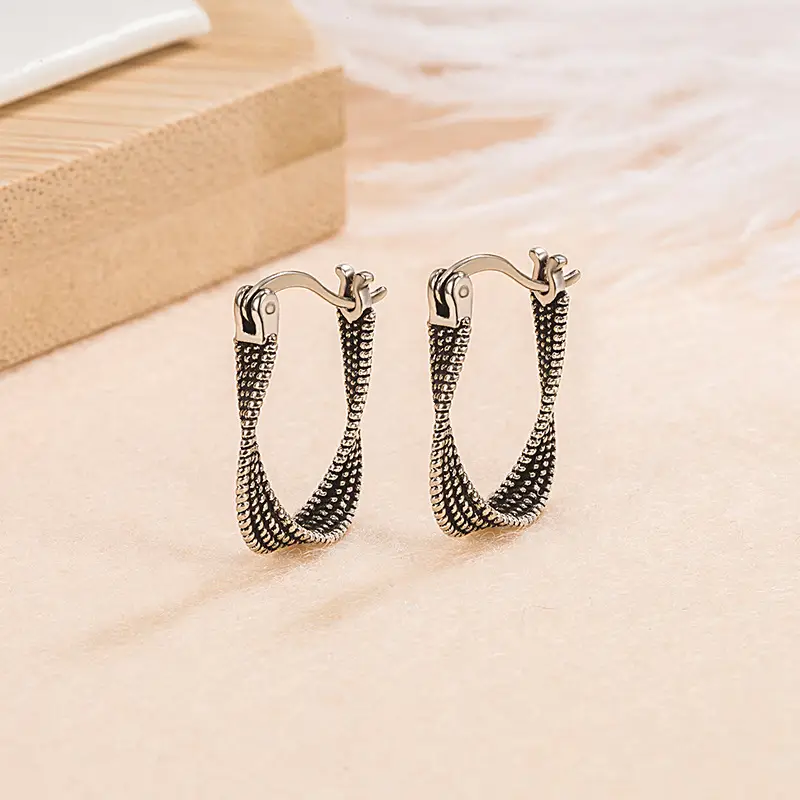 Twist Earrings Women Silver Vintage Niche 2022 - Image 2
