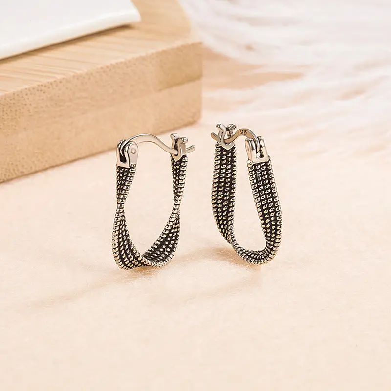 Twist Earrings Women Silver Vintage Niche 2022 - Image 3