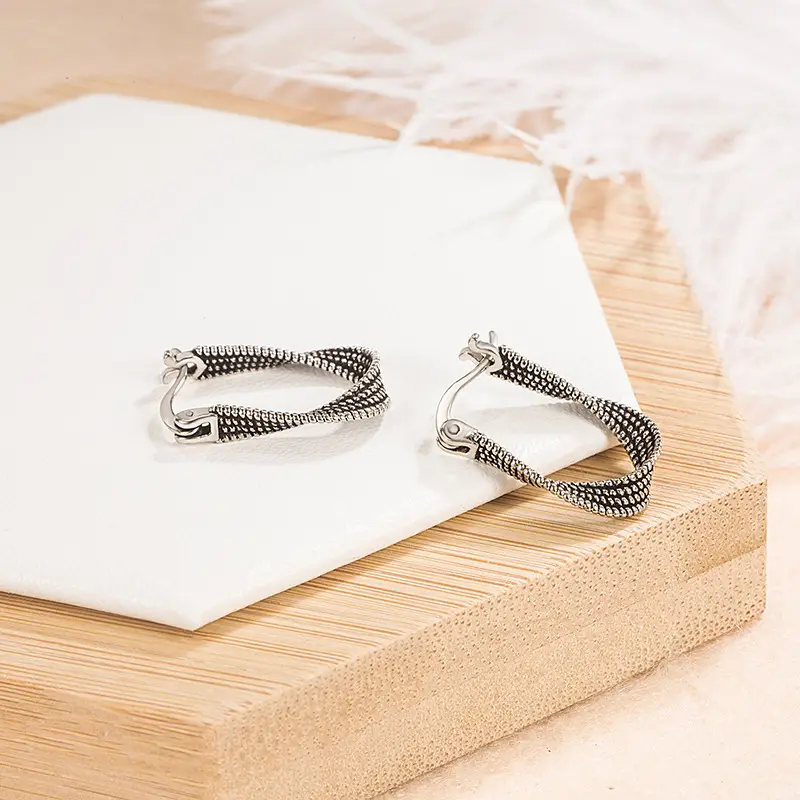 Twist Earrings Women Silver Vintage Niche 2022 - Image 4
