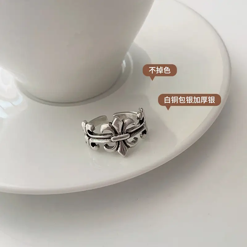 925 Silver Ring Women's Cross Personality Hip-Hop Punk Jewelry - Image 3