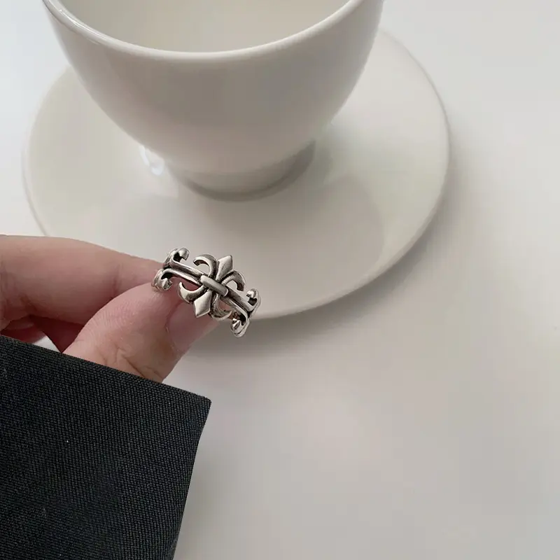 925 Silver Ring Women's Cross Personality Hip-Hop Punk Jewelry - Image 5