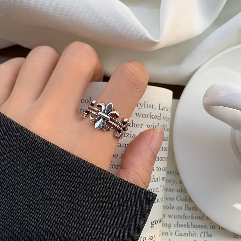 925 Silver Ring Women's Cross Personality Hip-Hop Punk Jewelry — feature 15