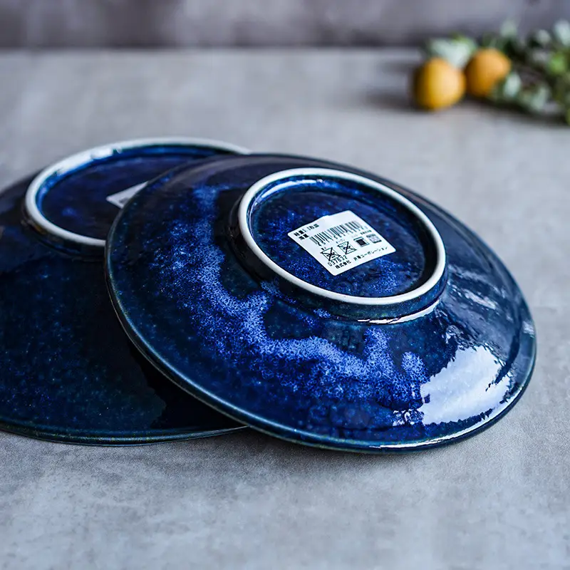 Japanese Ceramic Star Plate 22cm Blue Sea Rat - Image 5