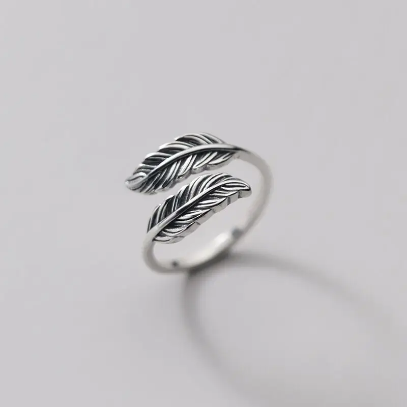 S925 Sterling Silver Feather Cross Ring for Women — feature 1
