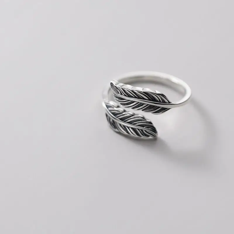 S925 Sterling Silver Feather Cross Ring for Women — feature 2