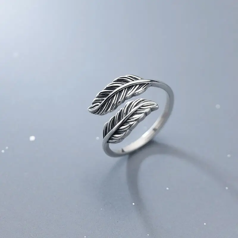 S925 Sterling Silver Feather Cross Ring for Women — feature 4