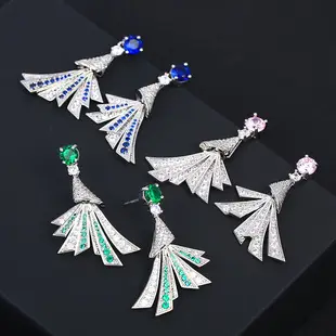 Blue Zircon Fan Earrings for Women Silver — feature 11