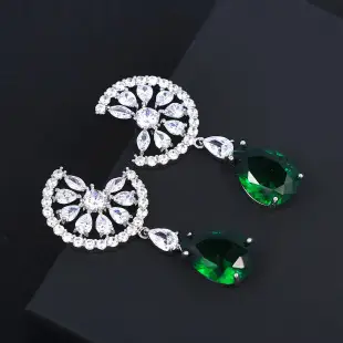 Blue Zircon Fan Earrings for Women Silver — feature 13
