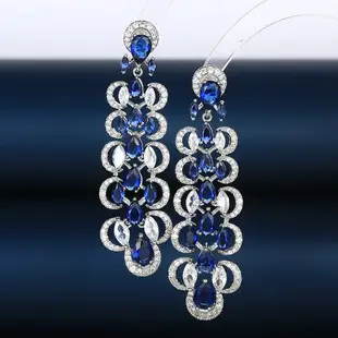 Blue Zircon Fan Earrings for Women Silver — feature 23