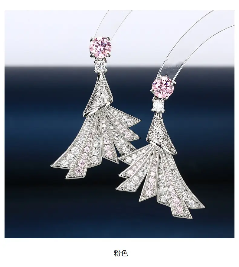 Blue Zircon Fan Earrings for Women Silver — feature 36