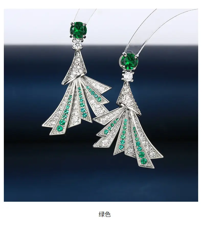 Blue Zircon Fan Earrings for Women Silver — feature 37