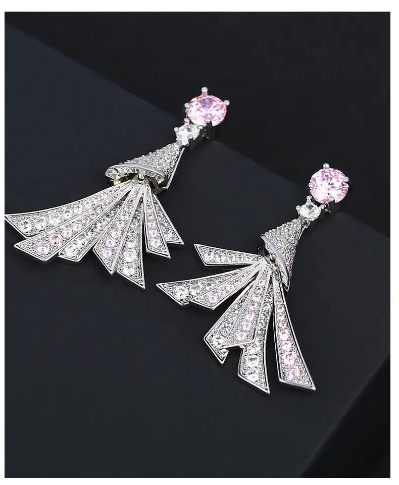 Blue Zircon Fan Earrings for Women Silver — feature 40
