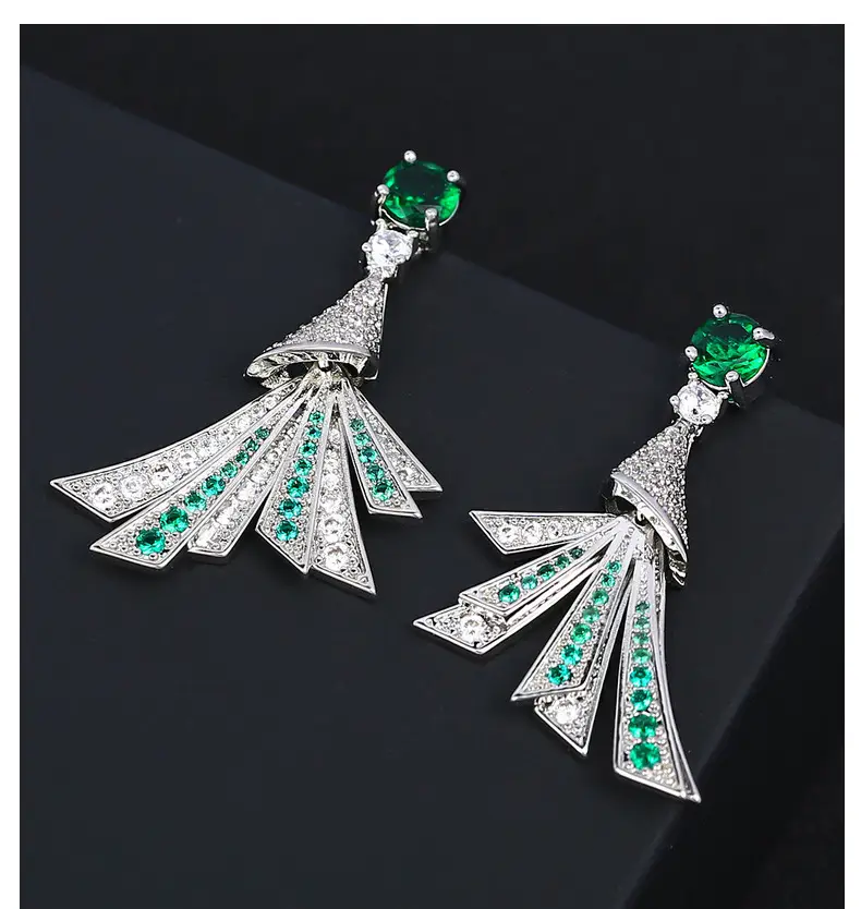Blue Zircon Fan Earrings for Women Silver — feature 42