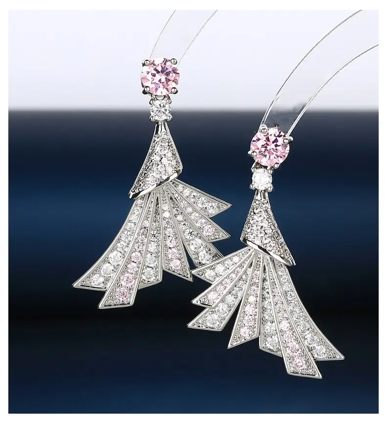Blue Zircon Fan Earrings for Women Silver — feature 43