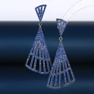 Blue Zircon Fan Earrings for Women Silver — feature 9