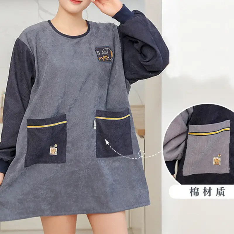 Korean Corduroy Pocket Apron for Women - Image 6