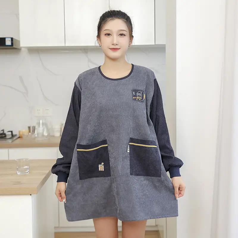 Korean Corduroy Pocket Apron for Women - Image 3
