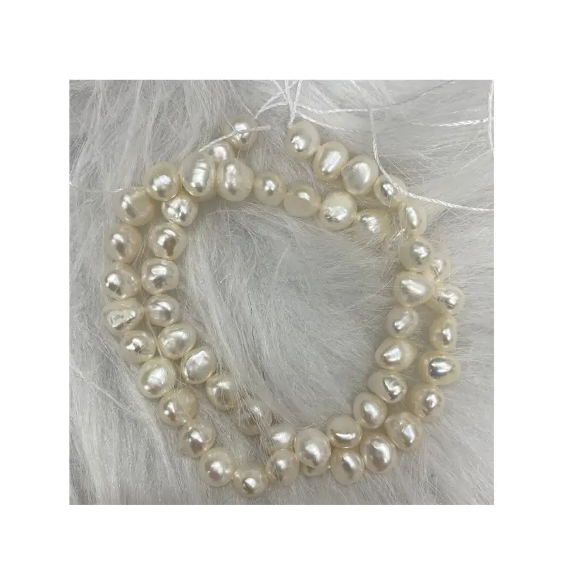 7-8mm Horizontal Hole Pearl Beads Light Less Blemish Baroque Natural - Image 7