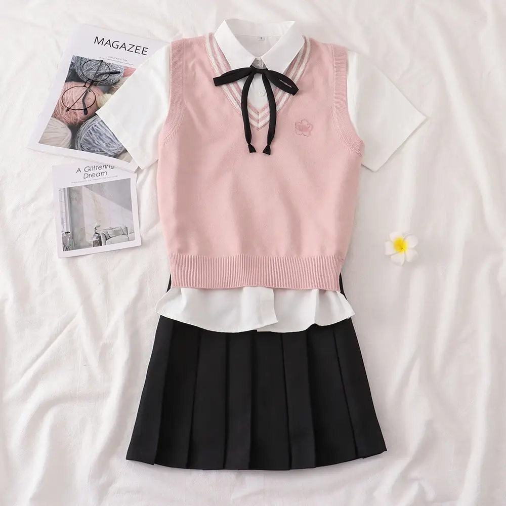 Women Korean Drama Academy Suit Black Pink Short Sleeve Jacket - Image 9