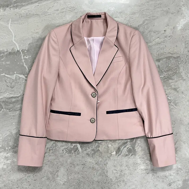 Women Korean Drama Academy Suit Black Pink Short Sleeve Jacket - Image 10