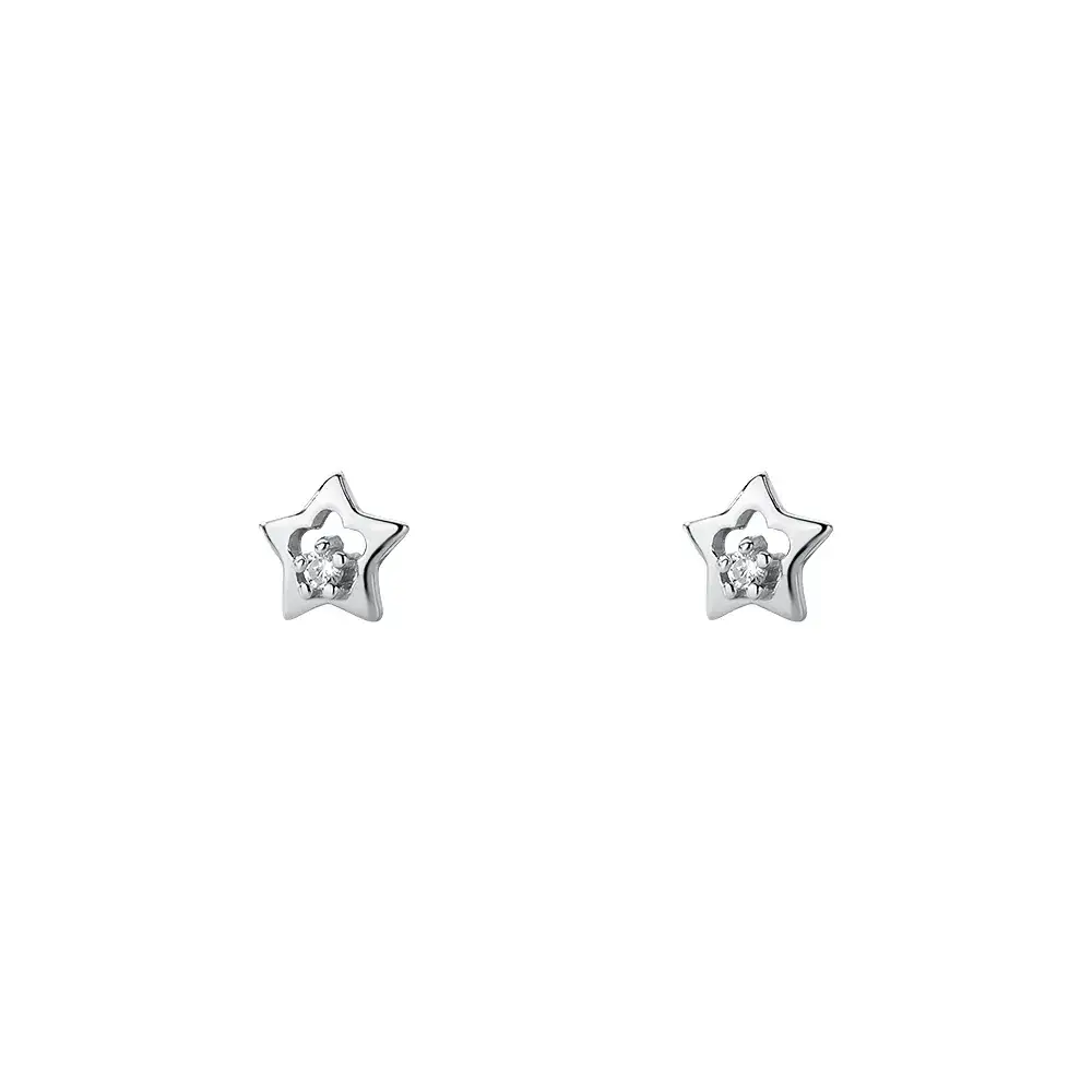 S999 Silver Star Earrings Women's Mori Style - Image 8