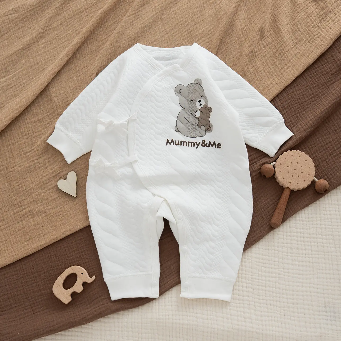 Baby White Daddy & Me Print Long Sleeve Romper - Image 3