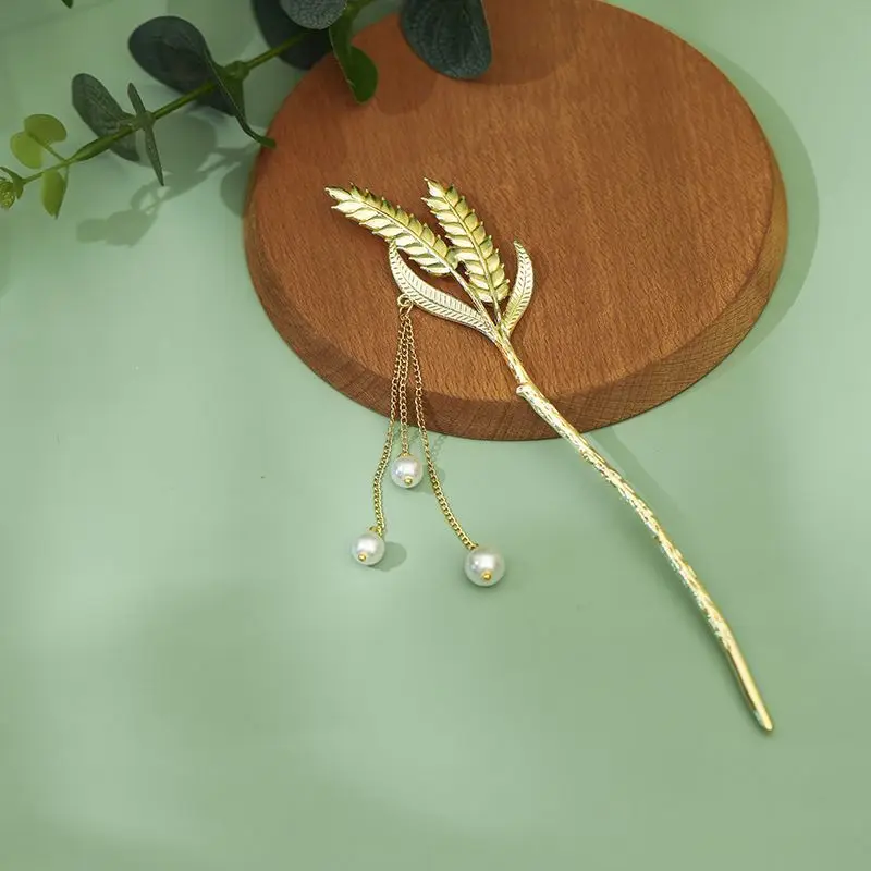 Elegant Red Tassel Pearl Hairpin for Women