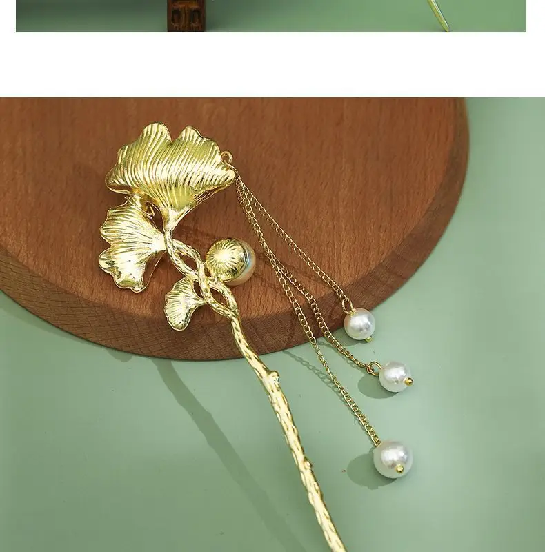 Elegant Red Tassel Pearl Hairpin for Women — feature 12