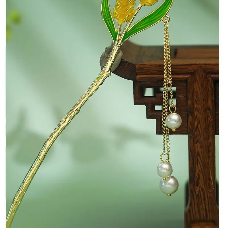 Elegant Red Tassel Pearl Hairpin for Women — feature 9