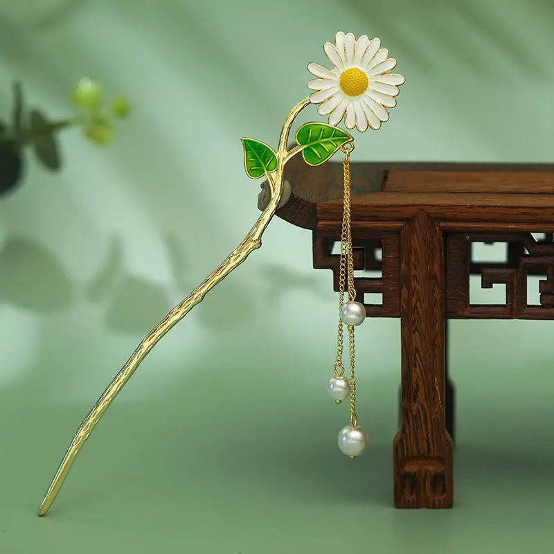 Elegant Red Tassel Pearl Hairpin for Women