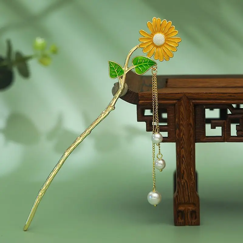 Elegant Red Tassel Pearl Hairpin for Women