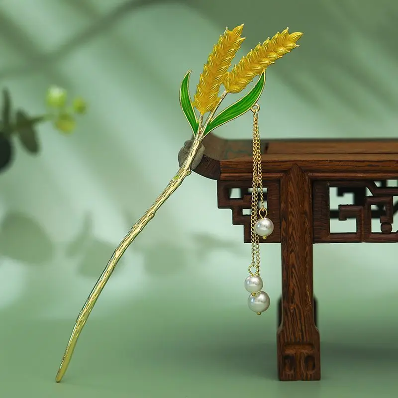 Elegant Red Tassel Pearl Hairpin for Women
