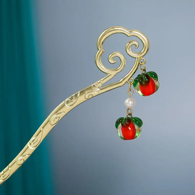 Elegant Red Tassel Pearl Hairpin for Women