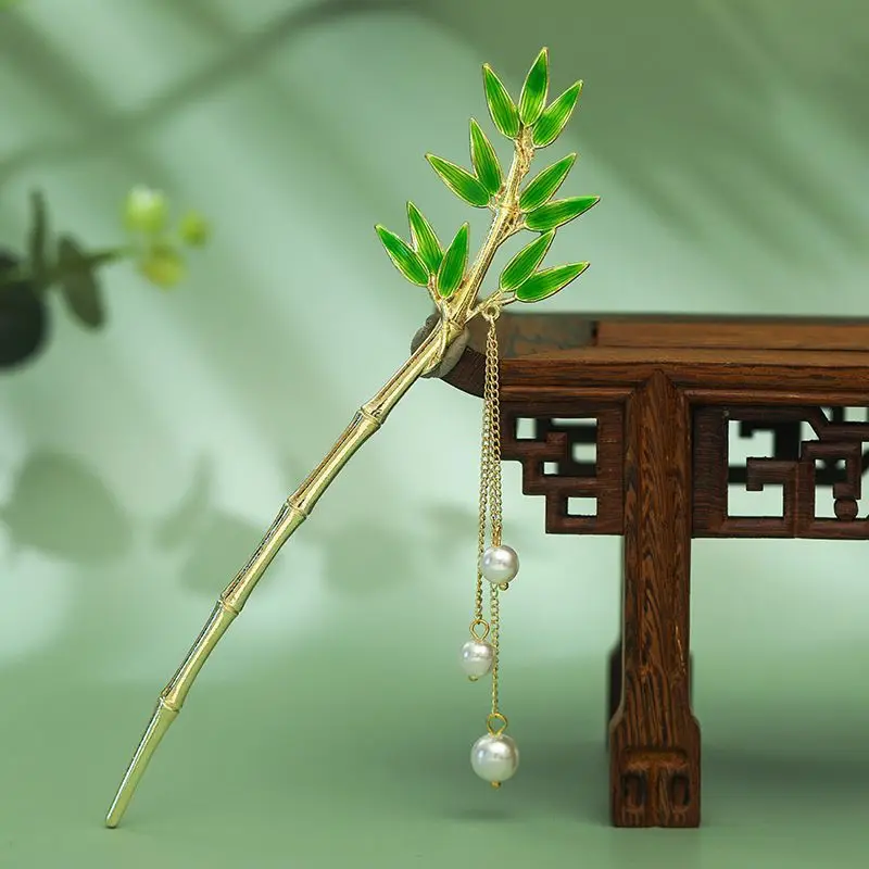 Elegant Red Tassel Pearl Hairpin for Women