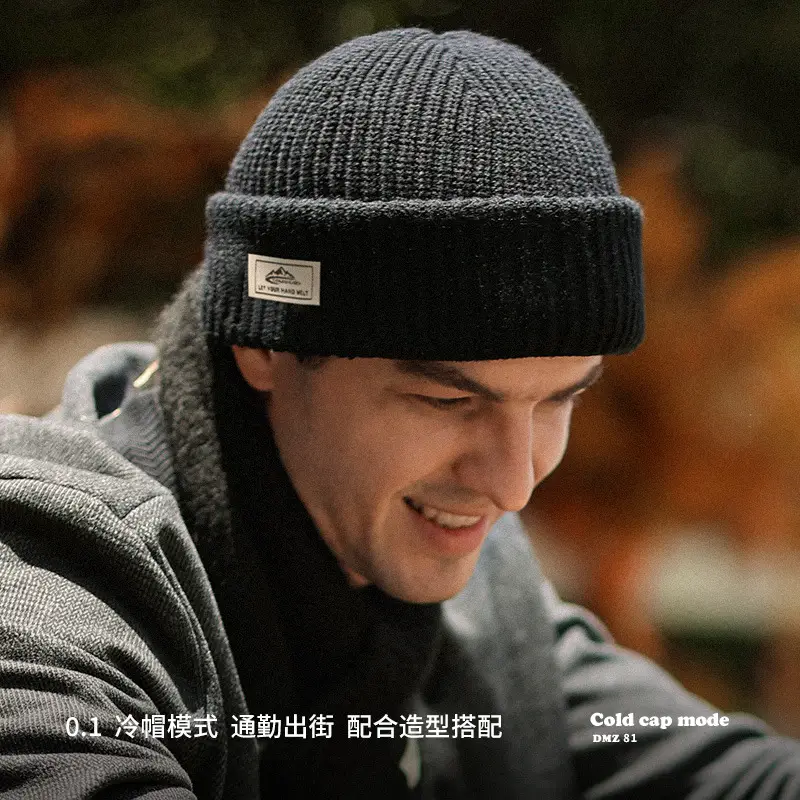 Men Winter Wool Knitted Beanie Black Windproof Warm - Image 10