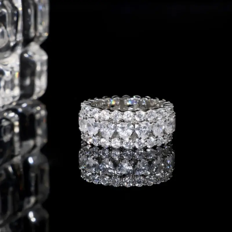 Exquisite Heavy Diamond Zircon Wide Ring for Women - Image 2