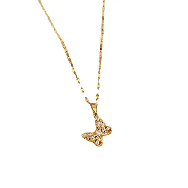 Titanium Steel Butterfly Zircon Necklace Light Luxury All Match - Image 6