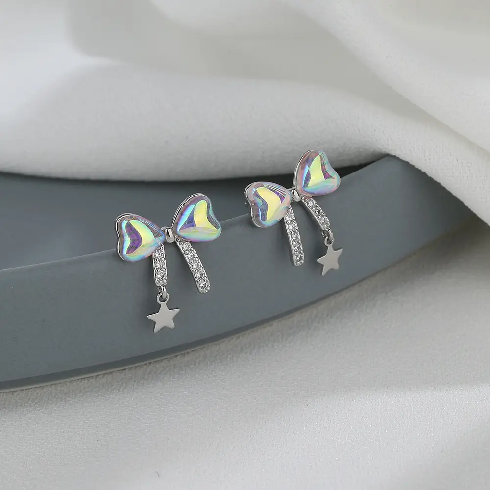 Ning Elegant Super Fairy Zircon Star Earrings - Image 3