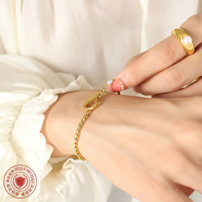 Korean Style Gold Plated Pearl Bracelet 18K Gold - Image 4